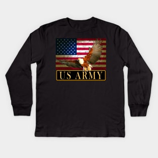 US ARMY FLAG and GOLDEN EAGLE Kids Long Sleeve T-Shirt